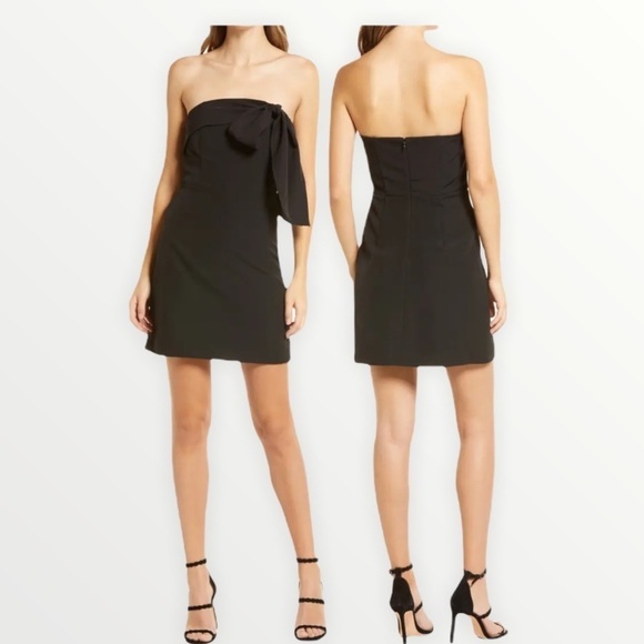 NWT SAM EDELMAN Bow Front Strapless Sheath Mini Dress Black, Size 8 - Picture 2 of 13